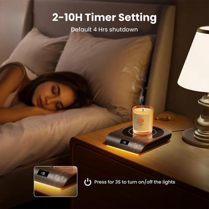 GAIATOP Coffee Mug Warmer 50W Fast-Heating Plate with Digital Display 3 Temperature Settings 2-10H Auto Shut-Off Warm Strip Indicator Lights for Tea Milk Cocoa Wood Heaters Kitchen Appliances Home Tableware Home Tableware Wooden