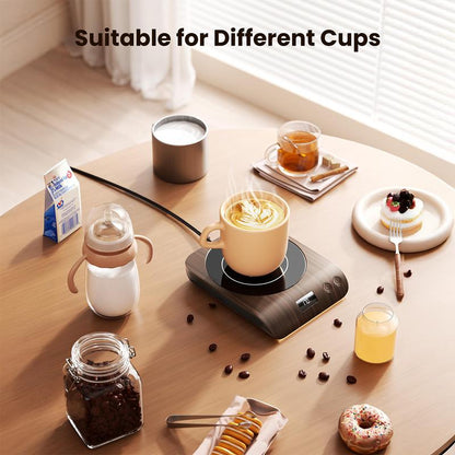 GAIATOP Coffee Mug Warmer 50W Fast-Heating Plate with Digital Display 3 Temperature Settings 2-10H Auto Shut-Off Warm Strip Indicator Lights for Tea Milk Cocoa Wood Heaters Kitchen Appliances Home Tableware Home Tableware Wooden