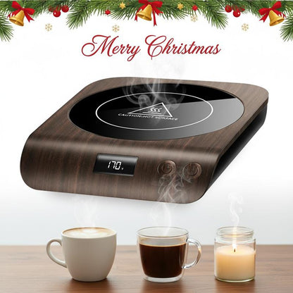 GAIATOP Coffee Mug Warmer 50W Fast-Heating Plate with Digital Display 3 Temperature Settings 2-10H Auto Shut-Off Warm Strip Indicator Lights for Tea Milk Cocoa Wood Heaters Kitchen Appliances Home Tableware Home Tableware Wooden