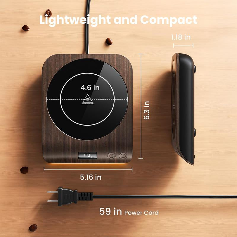 GAIATOP Coffee Mug Warmer 50W Fast-Heating Plate with Digital Display 3 Temperature Settings 2-10H Auto Shut-Off Warm Strip Indicator Lights for Tea Milk Cocoa Wood Heaters Kitchen Appliances Home Tableware Home Tableware Wooden