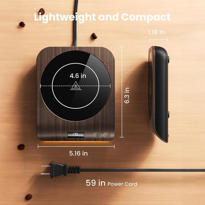 GAIATOP Coffee Mug Warmer 50W Fast-Heating Plate with Digital Display 3 Temperature Settings 2-10H Auto Shut-Off Warm Strip Indicator Lights for Tea Milk Cocoa Wood Heaters Kitchen Appliances Home Tableware Home Tableware Wooden